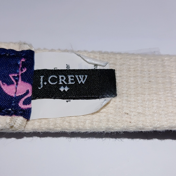 J Crew Womens Med/LG Double Ring Pink Flamingo Motif Belt Adjustable Cotton Belt - Picture 3 of 10